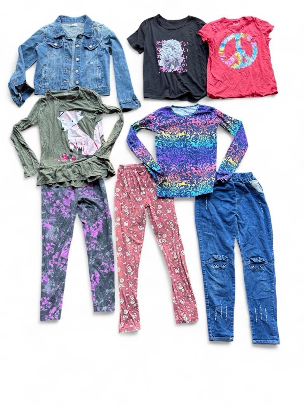 ✨Grunge bundle with Long Sleeves and Long Pants for Girls with 8 Items Size L✨